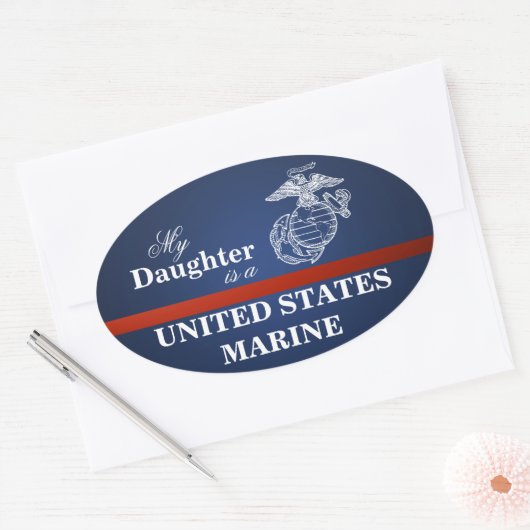 Dochter is marinier ovale sticker (Envelop)