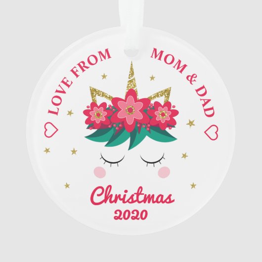 Dochter Kerst Eenhoorn gepersonaliseerd Ornament (achterkant)