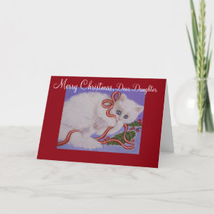 Dochter, Kitten, kerstkaart Feestdagen Kaart
