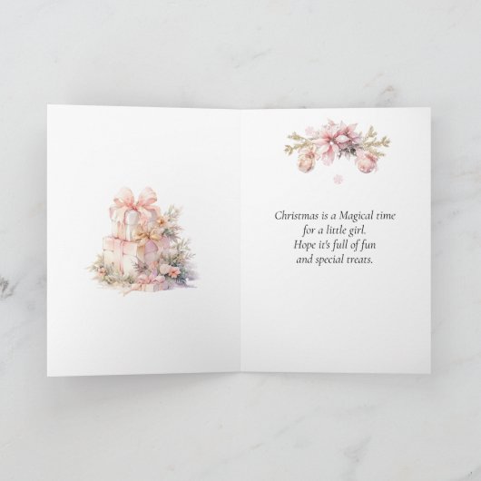 Dochter/kleindochter Roze Kerstmis Kleine Meisje Feestdagen Kaart (Binnen)