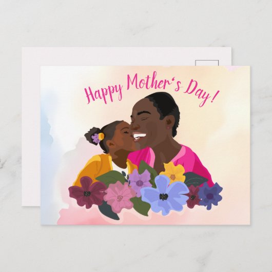 Dochter kust moeder. Feestdagen briefkaart (Voorkant / Achterkant)