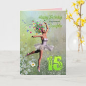 Dochter leeftijd 15, bloem fee verjaardagskaart kaart (Gele Bloem)