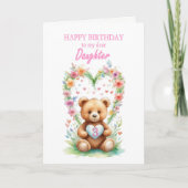 Dochter Leeftijd 3 Teddy Bear Kaart (Voorkant)