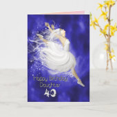 Dochter leeftijd 40, springende ballerina verjaard kaart (Gele Bloem)