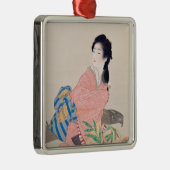 Dochter Miyuki (Mooie Japanse Dame) (Aziatisch) Metalen Ornament (Rechts)