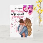 Dochter moeder kind illustratie ballonnen modern kaart (Gele Bloem)