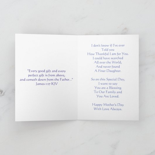 Dochter Moederdag Kaart (Binnen)