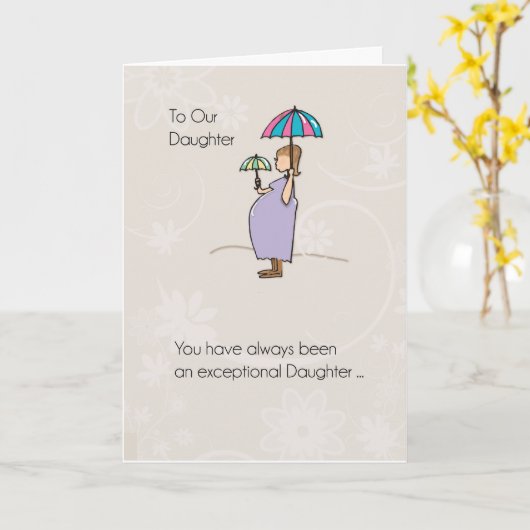 Dochter, Moederdag Zwangere Mam Kaart (Gele Bloem)