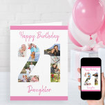 Dochter nummer 21 Foto Collage Big 21st Birthday Kaart<br><div class="desc">Pas deze grote 21ste verjaardagskaart met maximaal 10 verschillende foto's aan. Ontworpen voor je dochter (hoewel 'dochter' kan worden bewerkt aan een naam of wat je maar wilt), is het nummer 21 fotocollage een doordachte manier om een verjaardagskaart te geven met een unieke en speciale kwaliteit. De sjabloon is opstelling...</div>