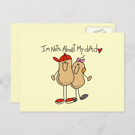 Dochter - Nuts over mijn vader T-shirts en cadeaut Briefkaart (Voorkant / Achterkant)