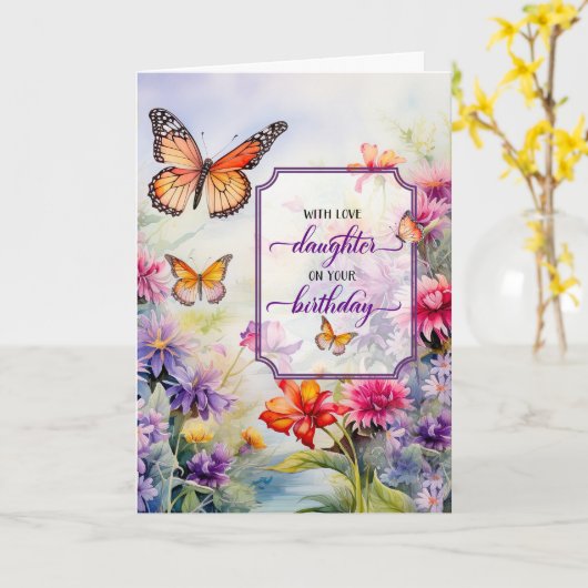 Dochter op haar verjaardag Bright Wildflower Garde Kaart (Gele Bloem)