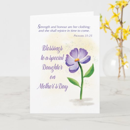 Dochter op Moederdag Bless Violet Flower Kaart (Gele Bloem)