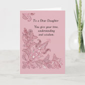 Dochter op Moederdag Pink Paisley Kaart (Voorkant)