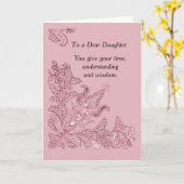 Dochter op Moederdag Pink Paisley Kaart (Gele Bloem)