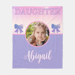 Dochter Pastel Roze Paarse Custom Foto en Naam Fleece Deken