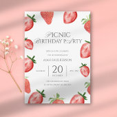 Dochter Picknick Strawberry Thema Verjaardagsfeest Kaart