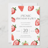 Dochter Picknick Strawberry Thema Verjaardagsfeest Kaart (Voorkant)