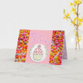Dochter Prinses Cupcake Roze Bestemming's Bestemmi Kaart (Gele Bloem)