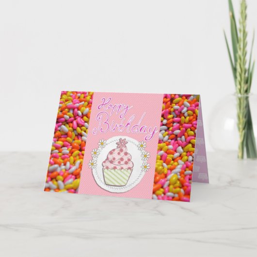 Dochter Prinses Cupcake Roze Bestemming's Bestemmi Kaart (Voorkant)
