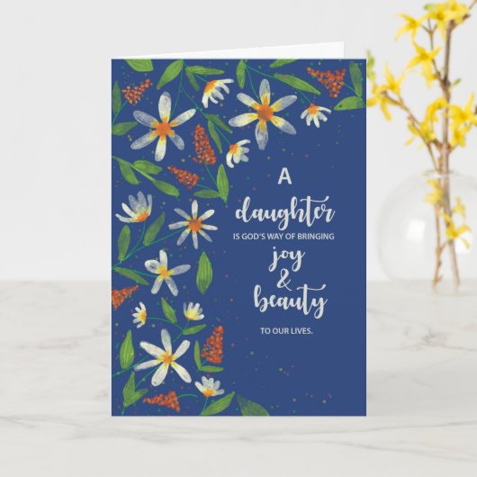 Dochter Religieuze Verjaardag Daisies en Wildflowe Kaart (Gele Bloem)