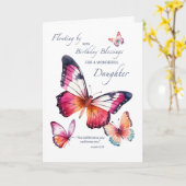 Dochter Religieuze Verjaardag  Vlinders Kaart (Gele Bloem)