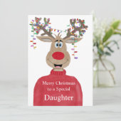 Dochter Rendier Kerst Feestdagenkaart (Staand voorkant)