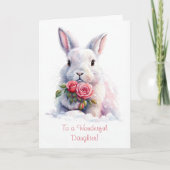 Dochter Schattige Sweet Happy Valentines Day Bunny Kaart (Voorkant)