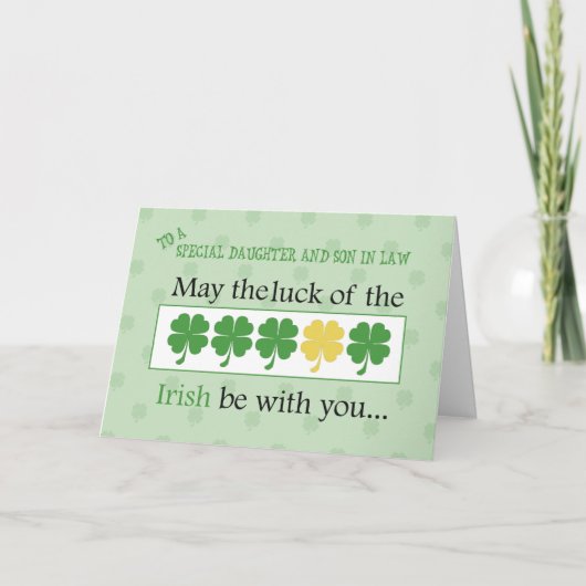 Dochter & schoonzoon St. Patrick's Day Shamrock Kaart (Voorkant)