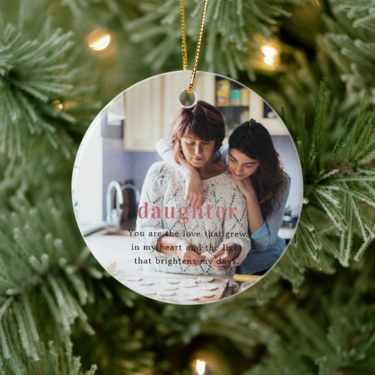 Dochter | Sentimentele foto KeepSake Kerstmis Keramisch Ornament (Boom)