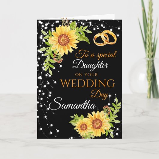 Dochter Trouwdag Congrats Zonnebloem Kaart (Voorkant)