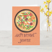Dochter Tween Tiener Pizza Verjaardag Kaart (Gele Bloem)