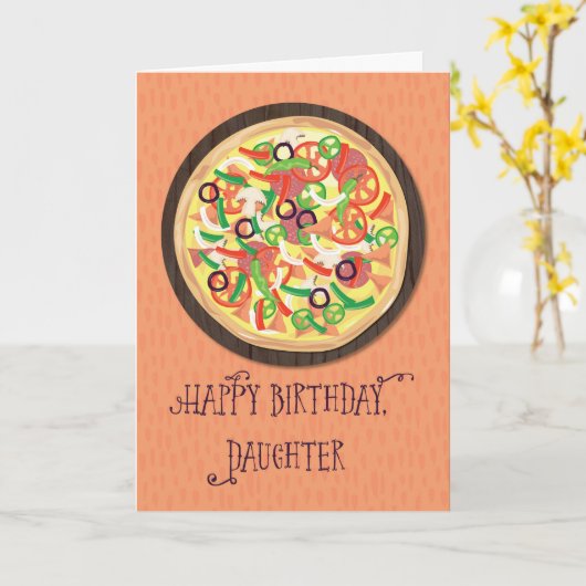 Dochter Tween Tiener Pizza Verjaardag Kaart (Gele Bloem)