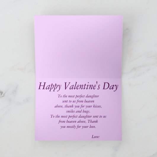 Dochter Valentijnsdag Kaart (Binnen)