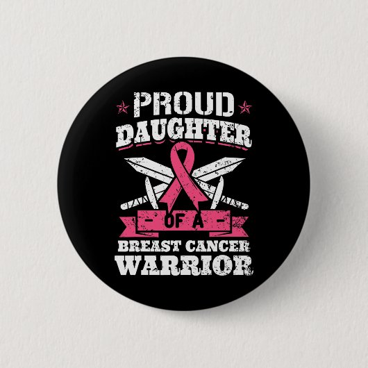Dochter van borstkanker Warrior Awareness Ribbon Ronde Button 5,7 Cm (Voorkant)