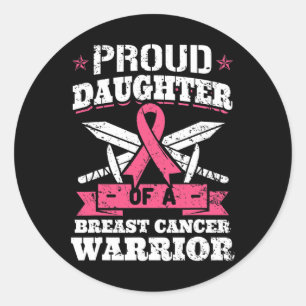 Dochter van borstkanker Warrior Awareness Ribbon Ronde Sticker