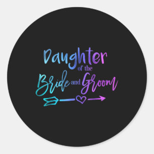 Dochter van de bruid en bruidegom matching bruilof ronde sticker