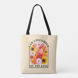 Dochter van de Koning Bijbelvers Wilde Bloem Gelof Tote Bag