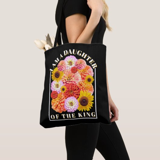 Dochter van de Koning Bijbelvers Wilde bloem Tote Bag (Dichtbij)