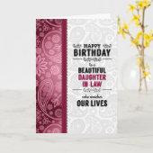 Dochter van de wet: Birthday Pink Hearts en Paisle Kaart (Gele Bloem)