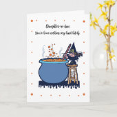 Dochter van de wet Funny Halloween Witches Brew Kaart (Gele Bloem)