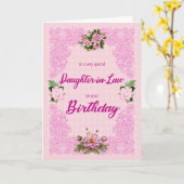 Dochter van de wet van Birthday met Kaart van roze (Gele Bloem)