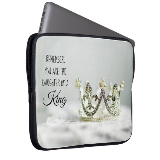 Dochter van een koning met witte kroon laptop sleeve (Voorkant Rechts)