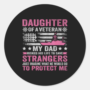 Dochter Van Een Veteraan Us Veteraan Vader Dochter Ronde Sticker