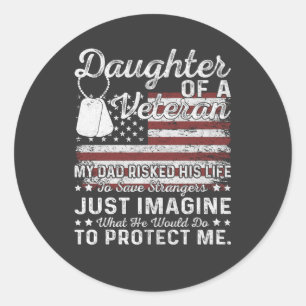 Dochter van een veteran-patriottische militaire fa ronde sticker