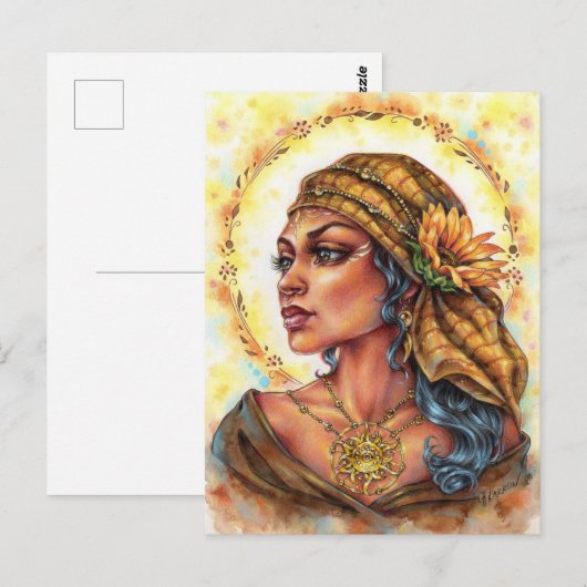 Dochter van het Sun Briefkaart Enchantress Golden (Voorkant / Achterkant)