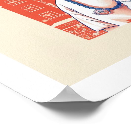 Dochter van Japan met hond Poster (Hoek)