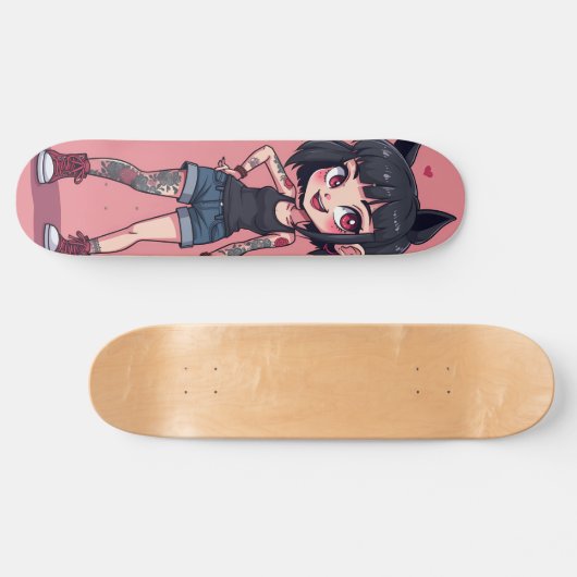 Dochter van tatoeages in cartoonstijl persoonlijk skateboard (Horizontaal)