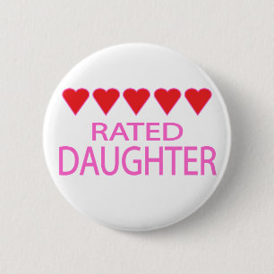 Dochter van vijf hartjes ronde button 5,7 cm