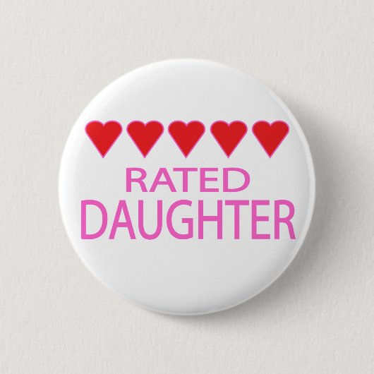 Dochter van vijf hartjes ronde button 5,7 cm (Voorkant)