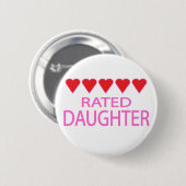 Dochter van vijf hartjes ronde button 5,7 cm (Voorkant /achterkant)